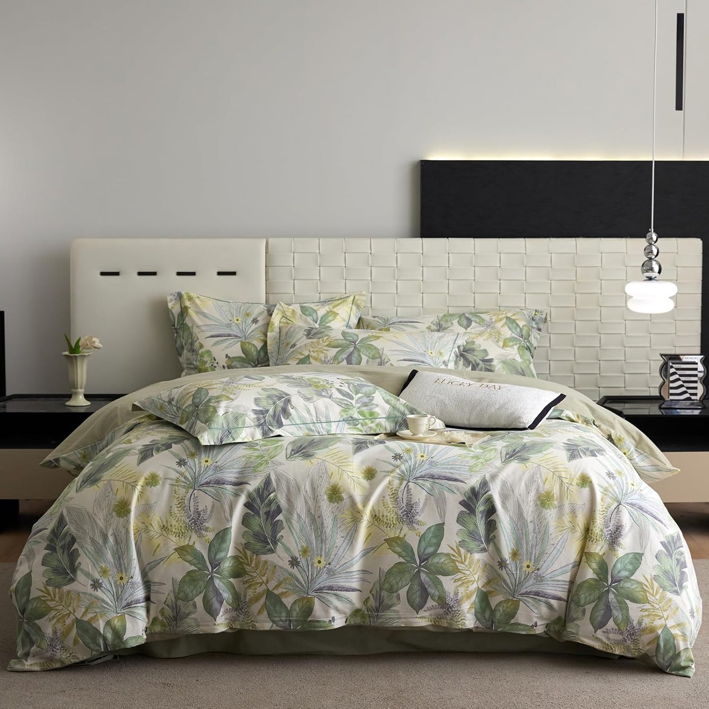 VM VOUGEMARKET Purple Green Duvet Cover Queen,3 Pieces Retro Boho Medallion Jacquard Flower Bedding Set,Linen Cotton Yarn-Dyed Textured Duvet Cover with Zipper Closure