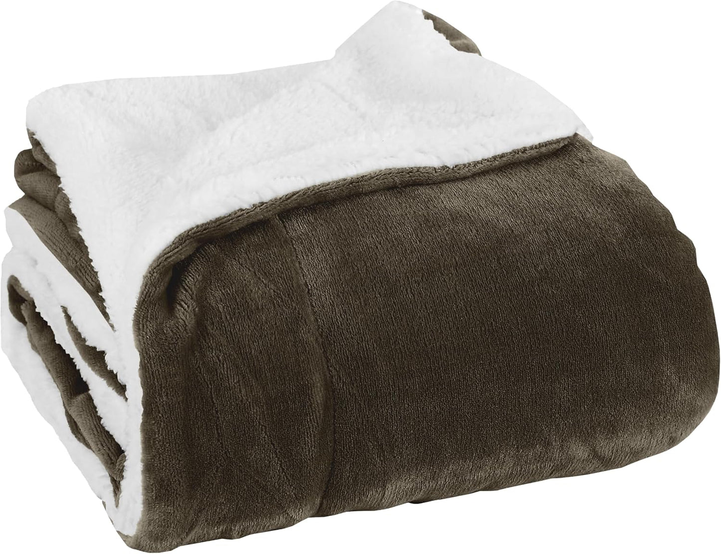 Elegant Comfort Ultra Soft Reversible Flannel Sherpa Blanket - Cozy Silky Fleece Throw for Couch, Bed - Plush Fuzzy Warm Winter Blanket for Gift, King, Coral