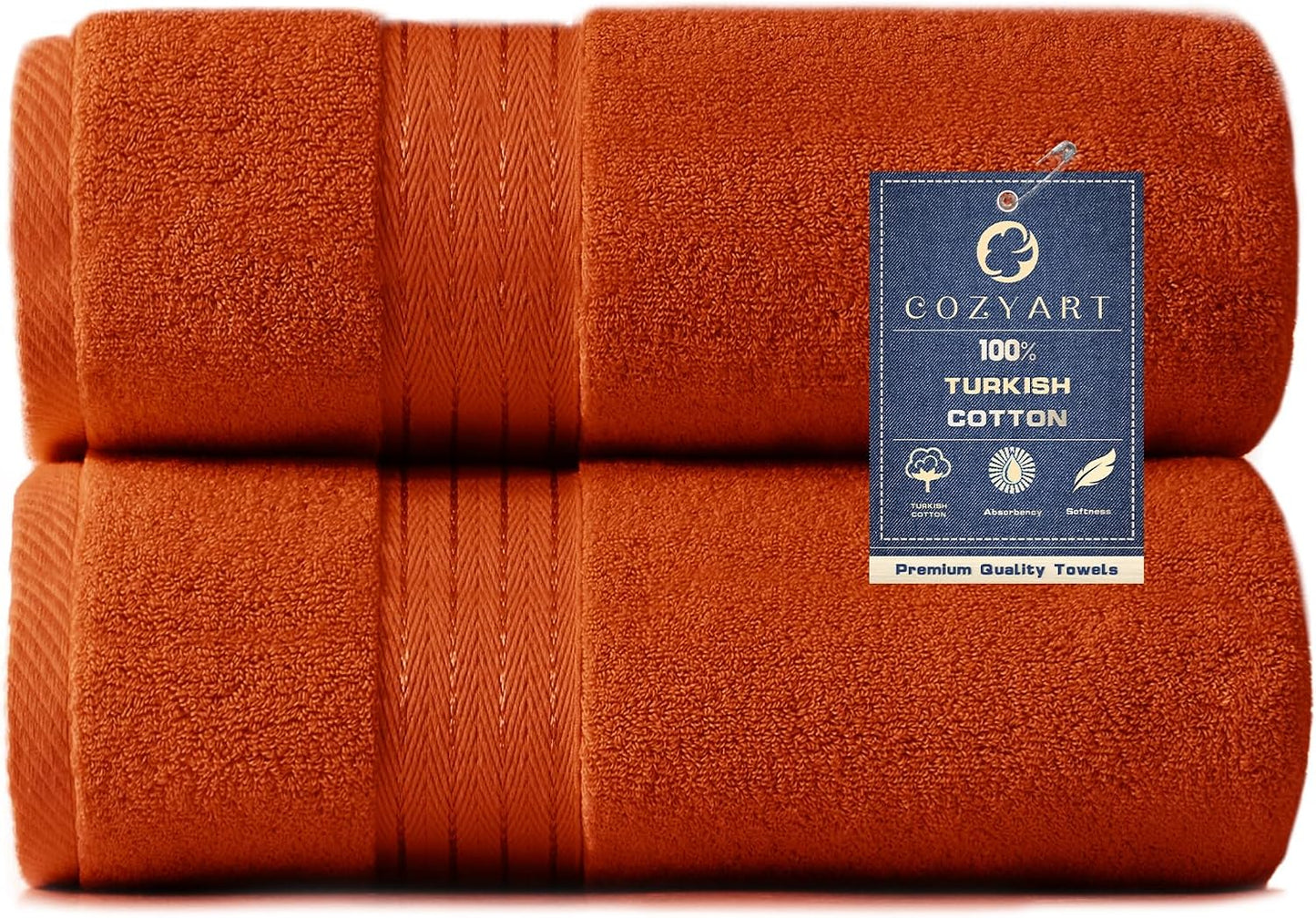 COZYART Burnt Orange Bath Towel Set for Bathroom Turkish Cotton Thick Soft Absorbent Durable 650 GSM Towel Sets of 6, 2 Large Bath Towels, 2 Hand Towels, 2 Washclothes