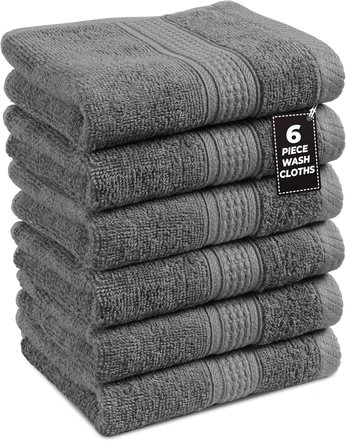 LANE LINEN 100% Cotton Bath Towels Set - 24 PCs - Durable, Quick Dry, Super Soft & Highly Absorbent - 4 Bath, 4 Fingertip, 6 Hand Towels, 8 Washcloths, 2 Bath Sheets - Perfect Family Set - Cool Grey