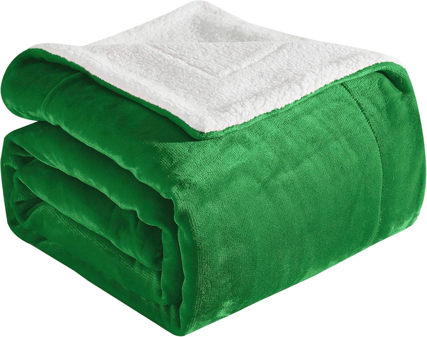 Elegant Comfort Ultra Soft Reversible Flannel Sherpa Blanket - Cozy Silky Fleece Throw for Couch, Bed - Plush Fuzzy Warm Winter Blanket for Gift, King, Coral