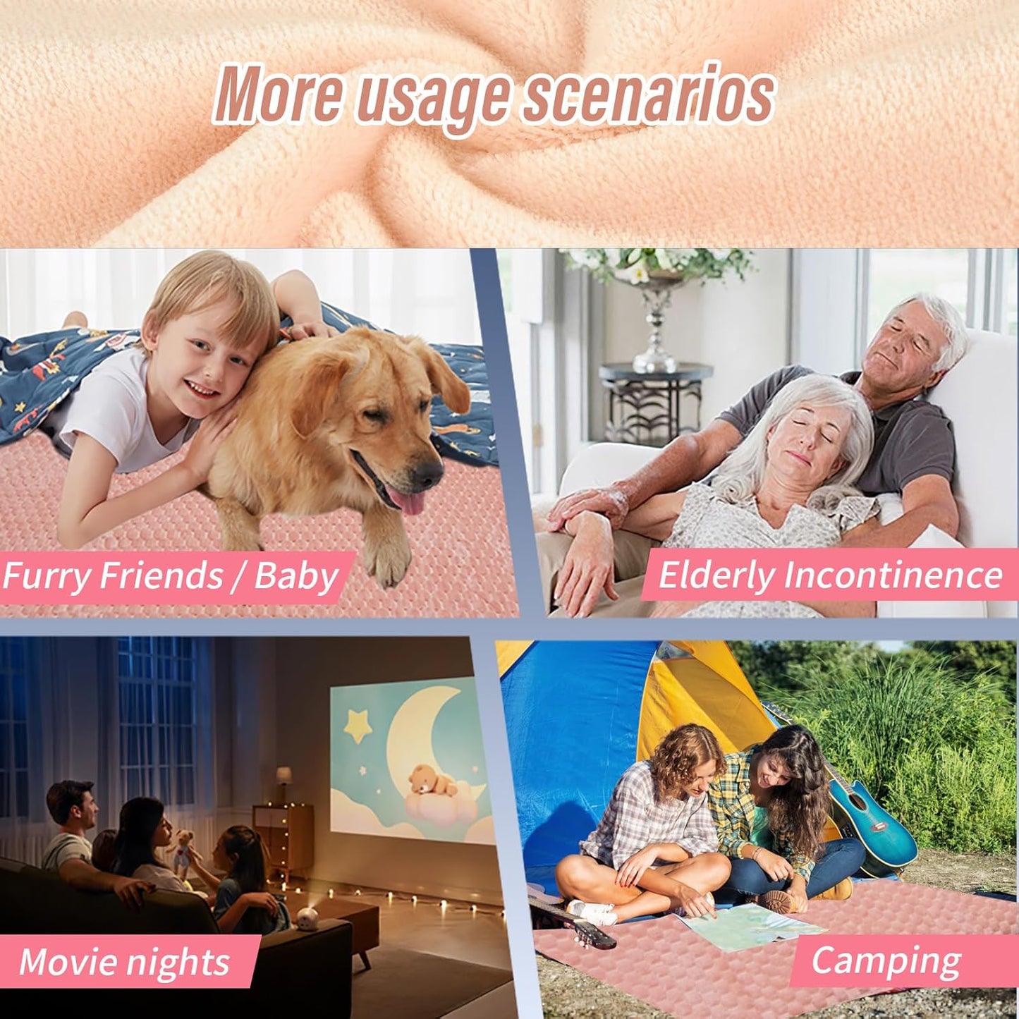 Water Resistant Blanket for Bed Couch Sofa, 60"x80" Reversible & Washable Microfiber Blanket, Queen Size Waterproof Throw, Pet Friendly & Leakproof (Peachy Pink/Peach Cream)