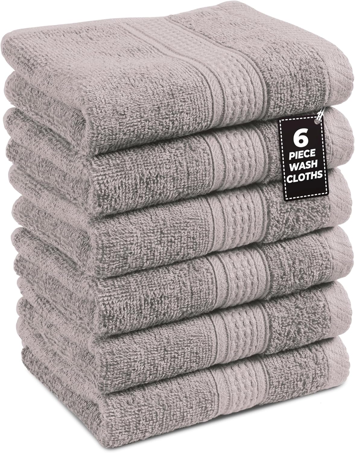 LANE LINEN 100% Cotton Bath Towels Set - 24 PCs - Durable, Quick Dry, Super Soft & Highly Absorbent - 4 Bath, 4 Fingertip, 6 Hand Towels, 8 Washcloths, 2 Bath Sheets - Perfect Family Set - Cool Grey
