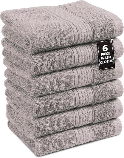 LANE LINEN 100% Cotton Bath Towels Set - 24 PCs - Durable, Quick Dry, Super Soft & Highly Absorbent - 4 Bath, 4 Fingertip, 6 Hand Towels, 8 Washcloths, 2 Bath Sheets - Perfect Family Set - Cool Grey