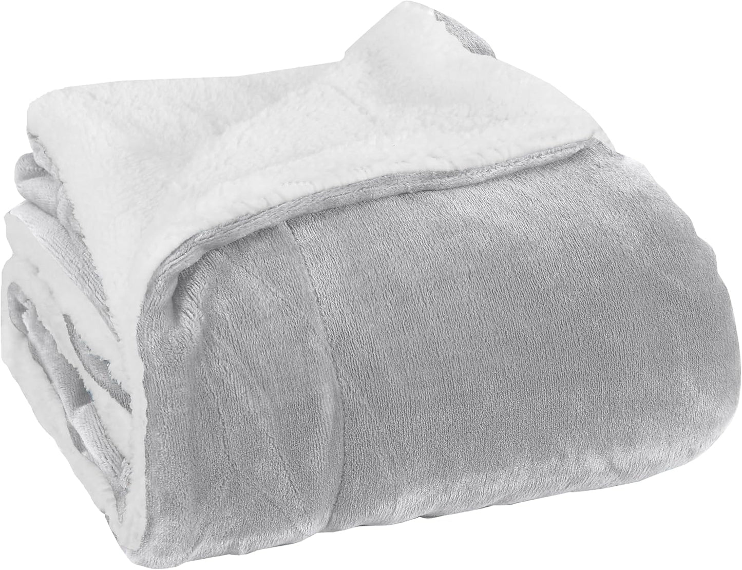 Elegant Comfort Ultra Soft Reversible Flannel Sherpa Blanket - Cozy Silky Fleece Throw for Couch, Bed - Plush Fuzzy Warm Winter Blanket for Gift, King, Coral