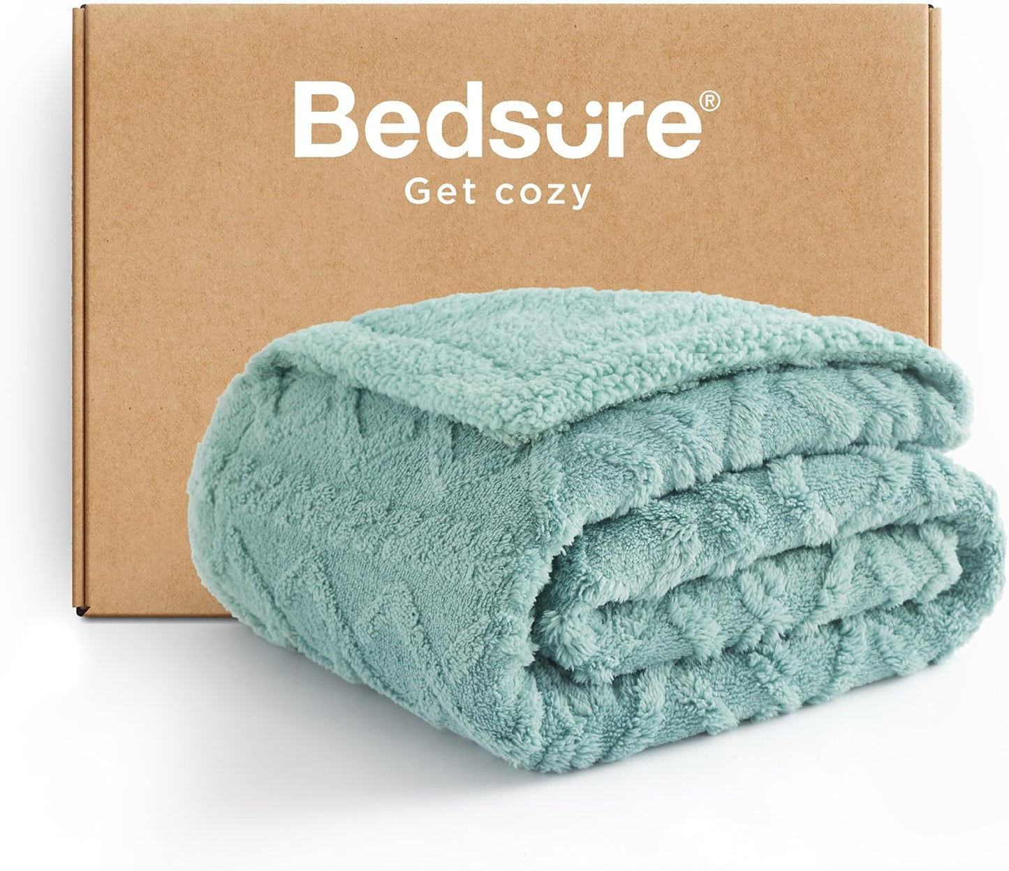 Bedsure Gentlesoft Sherpa King Size Blanket for Bed- Fleece Fluffy & Cozy Cable Jacquard Tufted for Women Gift, Thick and Warm Christmas Blanket for Winter, Purple, 108x90 Inches