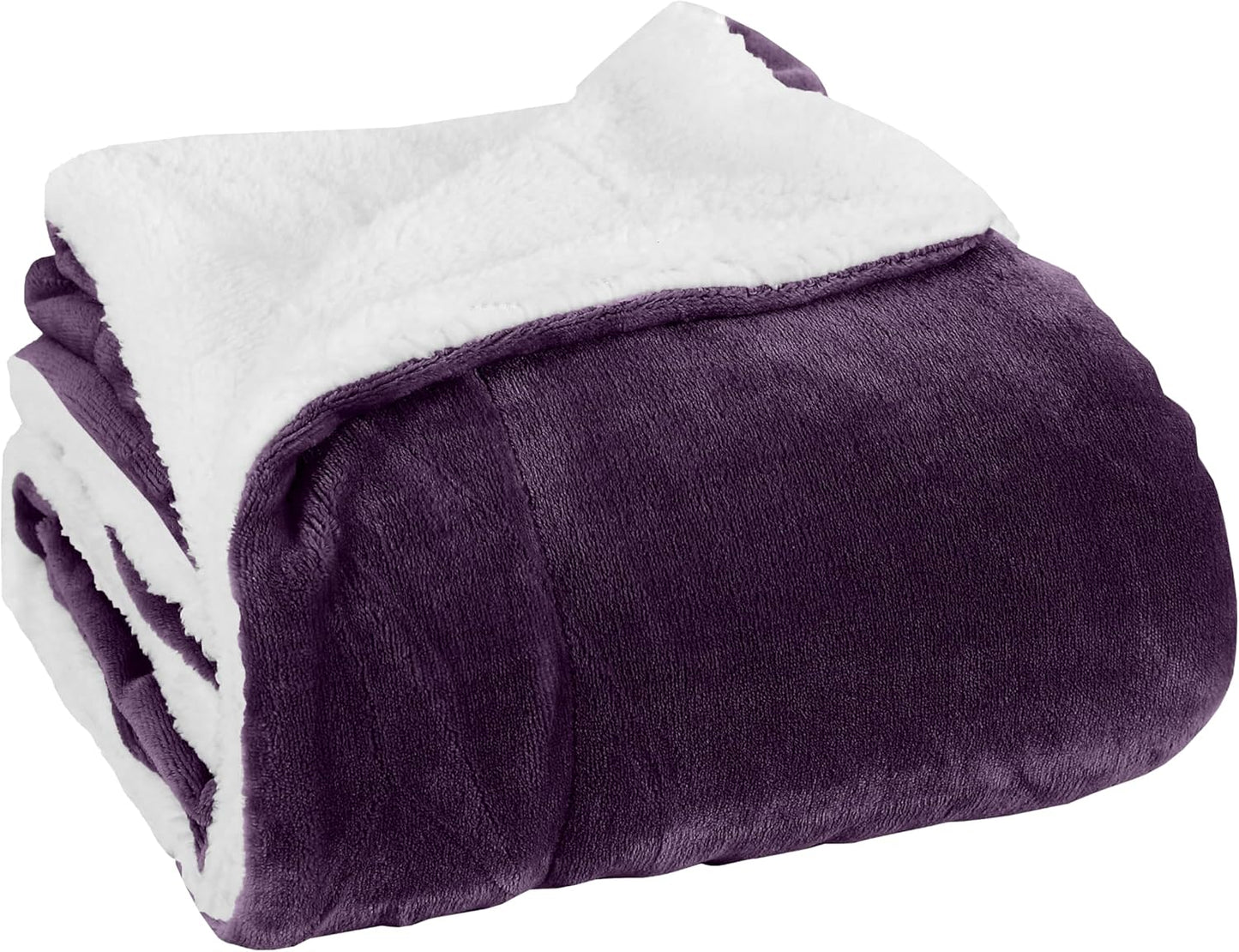 Elegant Comfort Ultra Soft Reversible Flannel Sherpa Blanket - Cozy Silky Fleece Throw for Couch, Bed - Plush Fuzzy Warm Winter Blanket for Gift, King, Coral