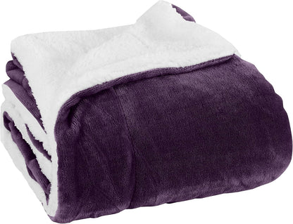 Elegant Comfort Ultra Soft Reversible Flannel Sherpa Blanket - Cozy Silky Fleece Throw for Couch, Bed - Plush Fuzzy Warm Winter Blanket for Gift, King, Coral