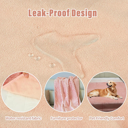 Water Resistant Blanket for Bed Couch Sofa, 60"x80" Reversible & Washable Microfiber Blanket, Queen Size Waterproof Throw, Pet Friendly & Leakproof (Peachy Pink/Peach Cream)