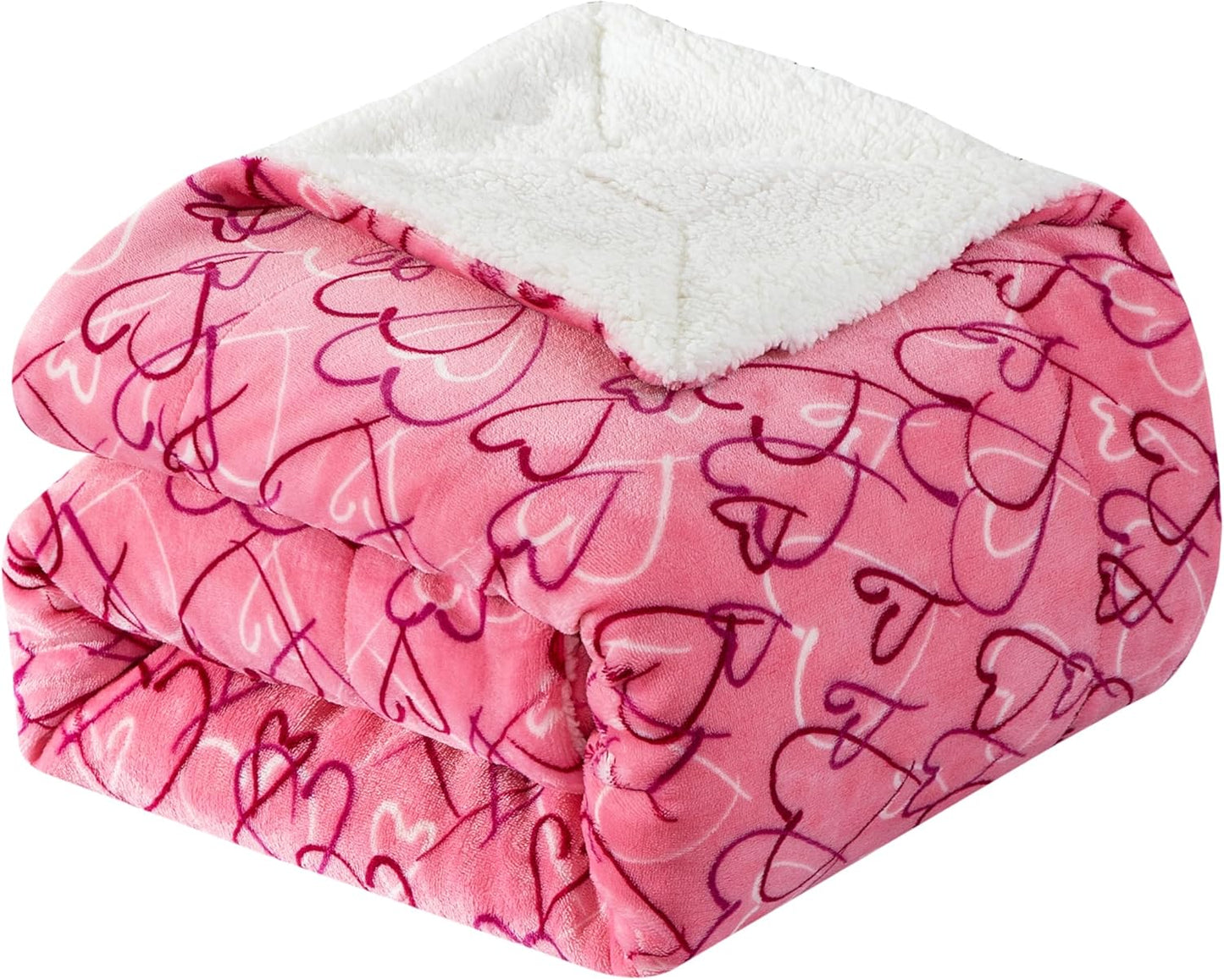 Elegant Comfort Ultra Soft Reversible Flannel Sherpa Blanket - Cozy Silky Fleece Throw for Couch, Bed - Plush Fuzzy Warm Winter Blanket for Gift, King, Coral