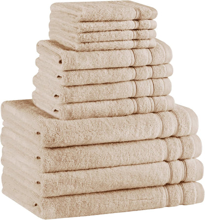 Comfort Spaces Luxury Bath Towel Set - 12 piece Set, Quick Dry, 4 Hand Towels, 4 Washcloths, 4 Large Bath Towels, 100% Cotton, Zero Twist, Soft, Lightweight, Dark Grey