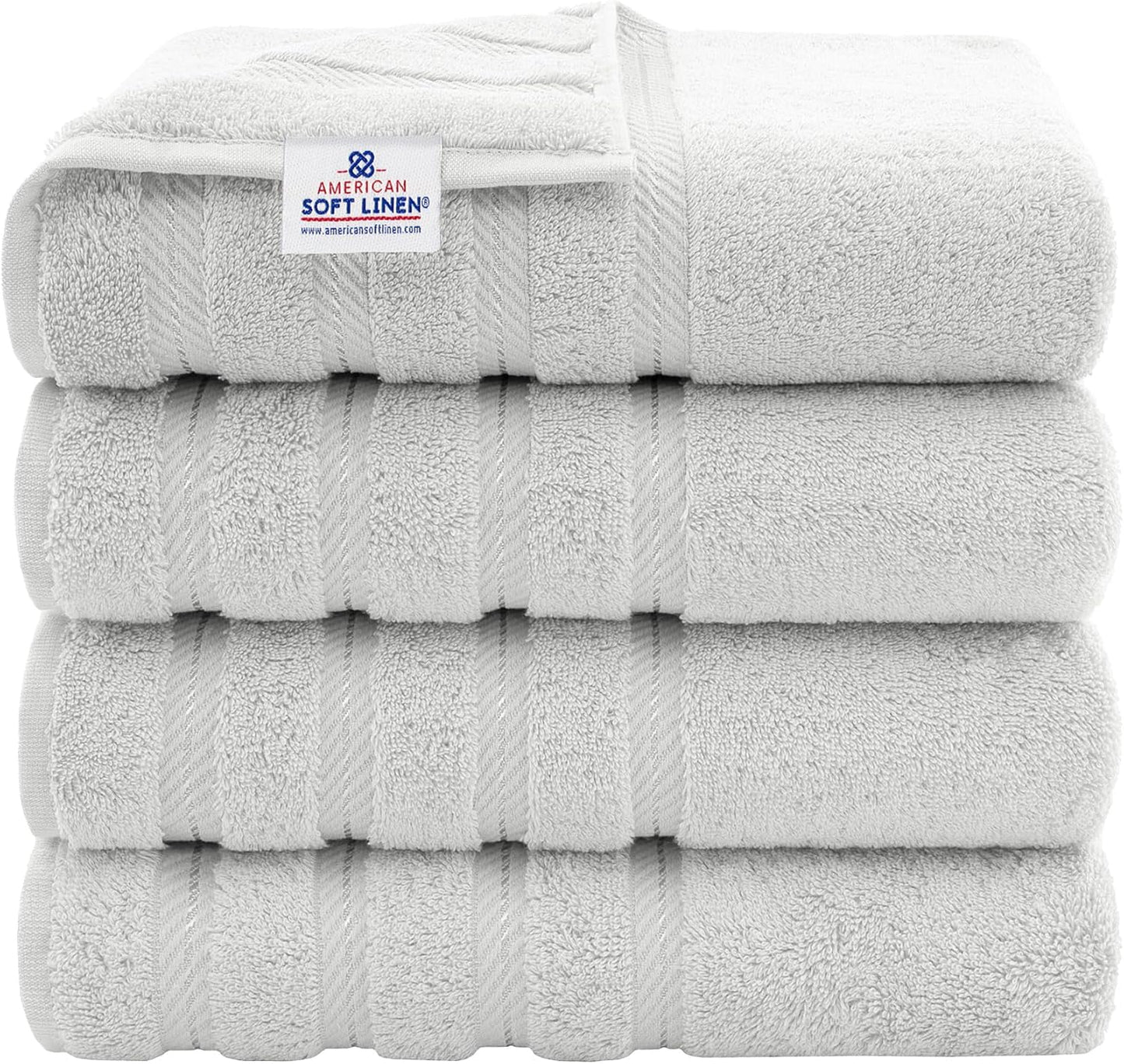 American Soft Linen Luxury 6 Piece Towel Set, 2 Bath Towels 2 Hand Towel 2 Washcloths, 600 GSM 100% Cotton Turkish Towels for Bathroom, Black Towel Sets