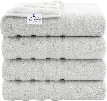 American Soft Linen Luxury 6 Piece Towel Set, 2 Bath Towels 2 Hand Towel 2 Washcloths, 600 GSM 100% Cotton Turkish Towels for Bathroom, Black Towel Sets