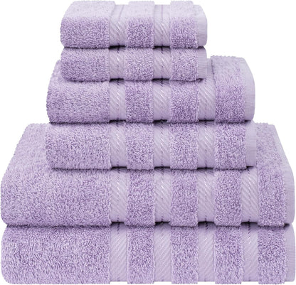 American Soft Linen Luxury 6 Piece Towel Set, 2 Bath Towels 2 Hand Towel 2 Washcloths, 600 GSM 100% Cotton Turkish Towels for Bathroom, Black Towel Sets