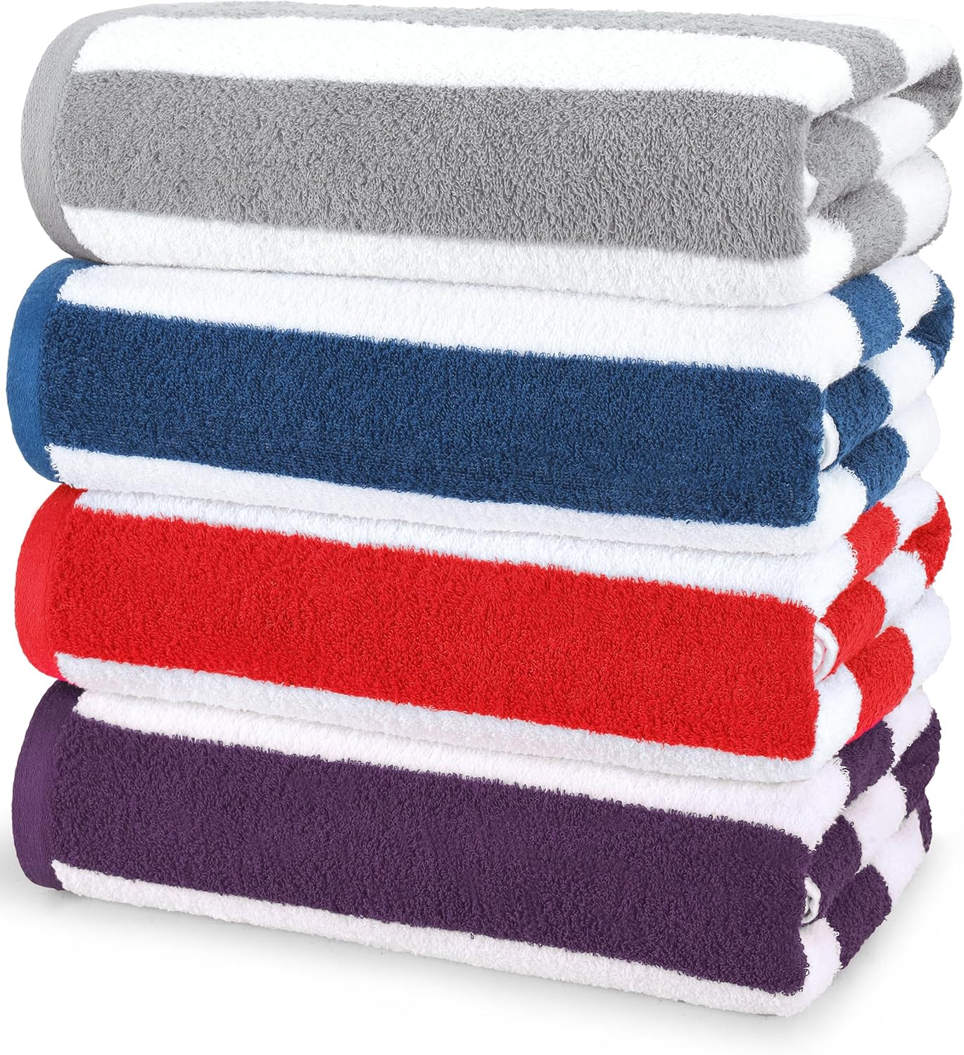 Utopia Towels 4 Pack Cabana Stripe Beach Towel, 30 by 60 Inches, Oversized 100% Ringspun Cotton Pool Towels, Highly Absorbent Bath Towels for Beach