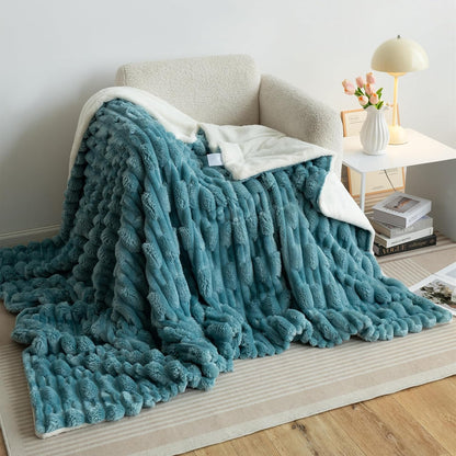 UKELER Sherpa Fleece Blanket 60 × 80 inch, Ultra Soft Twin Size Throw Blanket for All Season, Cozy Plush Floral Throw Blanket for Bed Couch Sofa Office Camping, Off-White