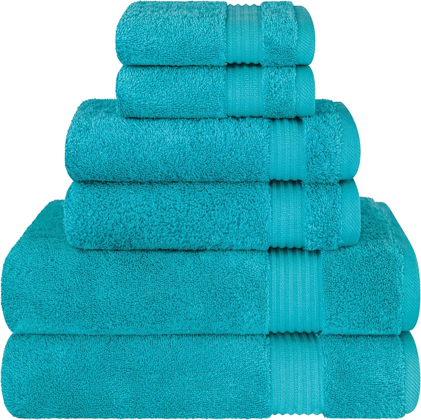 Cotton Paradise 6 Piece Towel Set, 100% Cotton Soft Absorbent Turkish Towels for Bathroom, 2 Bath Towels 2 Hand Towels 2 Washcloths, Mint Towel Set