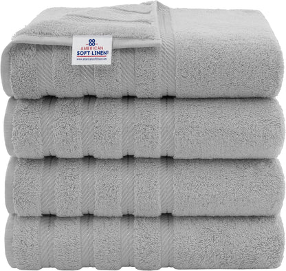 American Soft Linen Luxury 6 Piece Towel Set, 2 Bath Towels 2 Hand Towel 2 Washcloths, 600 GSM 100% Cotton Turkish Towels for Bathroom, Black Towel Sets