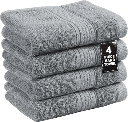 LANE LINEN 100% Cotton Bath Towels Set - 24 PCs - Durable, Quick Dry, Super Soft & Highly Absorbent - 4 Bath, 4 Fingertip, 6 Hand Towels, 8 Washcloths, 2 Bath Sheets - Perfect Family Set - Cool Grey