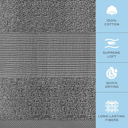Resort Collection Soft Bath Towel Set | Luxury Hotel Plush & Absorbent Cotton | 2 Bath Towels, 2 Hand Towels and 4 Washcloths [8 Piece, Smoke Grey]