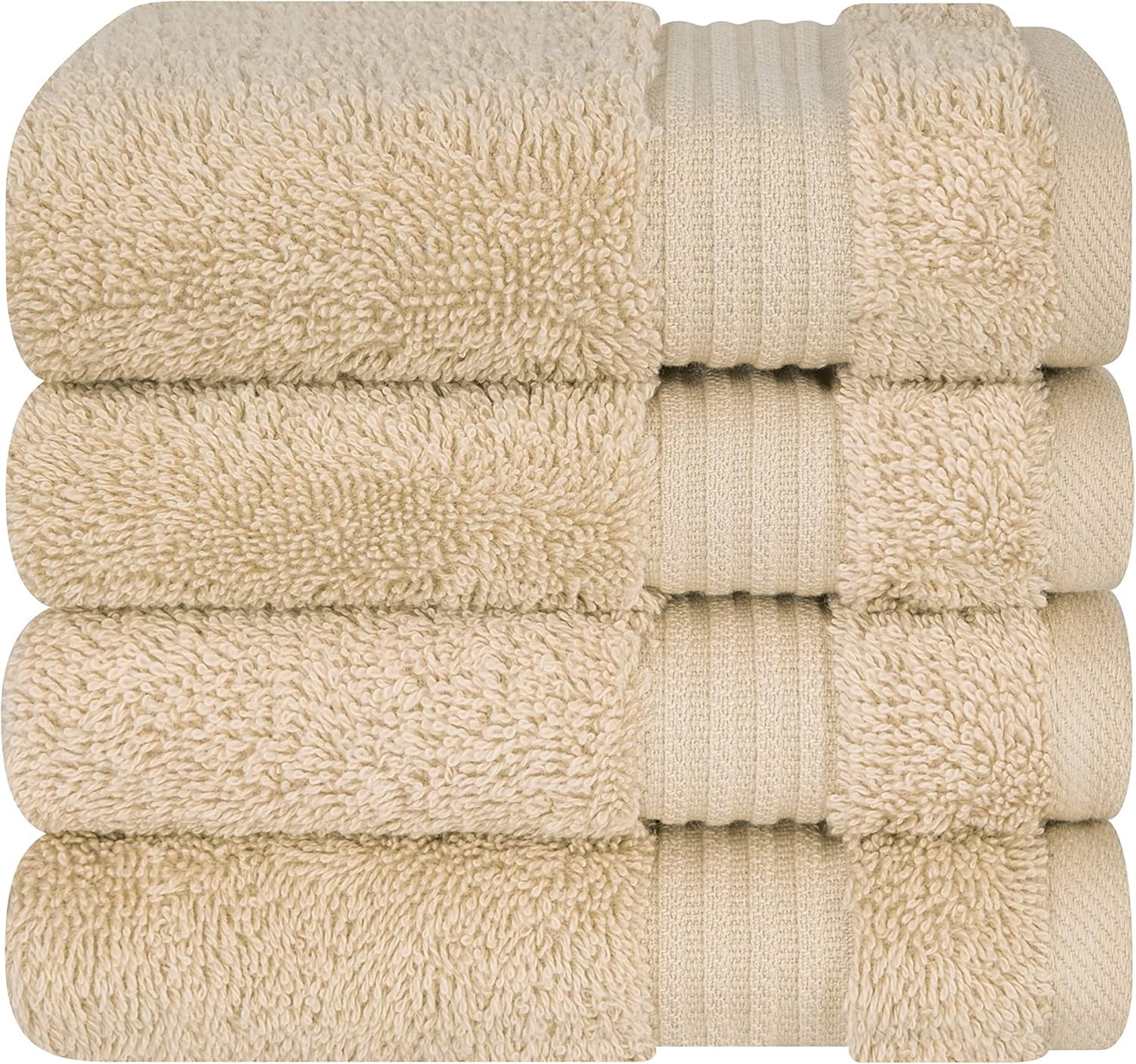 Cotton Paradise 6 Piece Towel Set, 100% Cotton Soft Absorbent Turkish Towels for Bathroom, 2 Bath Towels 2 Hand Towels 2 Washcloths, Beige Towel Set