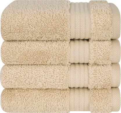 Cotton Paradise 6 Piece Towel Set, 100% Cotton Soft Absorbent Turkish Towels for Bathroom, 2 Bath Towels 2 Hand Towels 2 Washcloths, Beige Towel Set