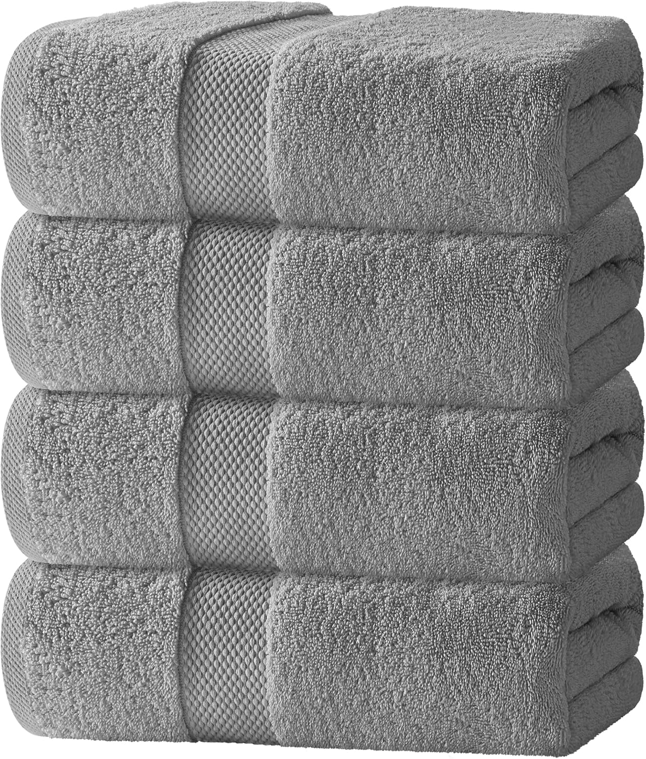 White Classic Luxury Bath Towels Set of 4 Large - 700 GSM Turkish Cotton Ultra Soft Bath Towels 27x54 | Highly Absorbent and Quick Dry | Hotel Towels for Bathroom Luxury, Plush Shower Towels, White