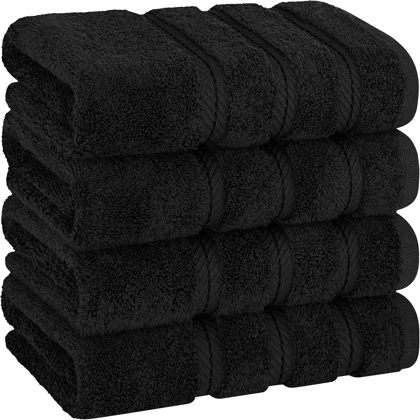 American Soft Linen Luxury 6 Piece Towel Set, 2 Bath Towels 2 Hand Towel 2 Washcloths, 600 GSM 100% Cotton Turkish Towels for Bathroom, Black Towel Sets