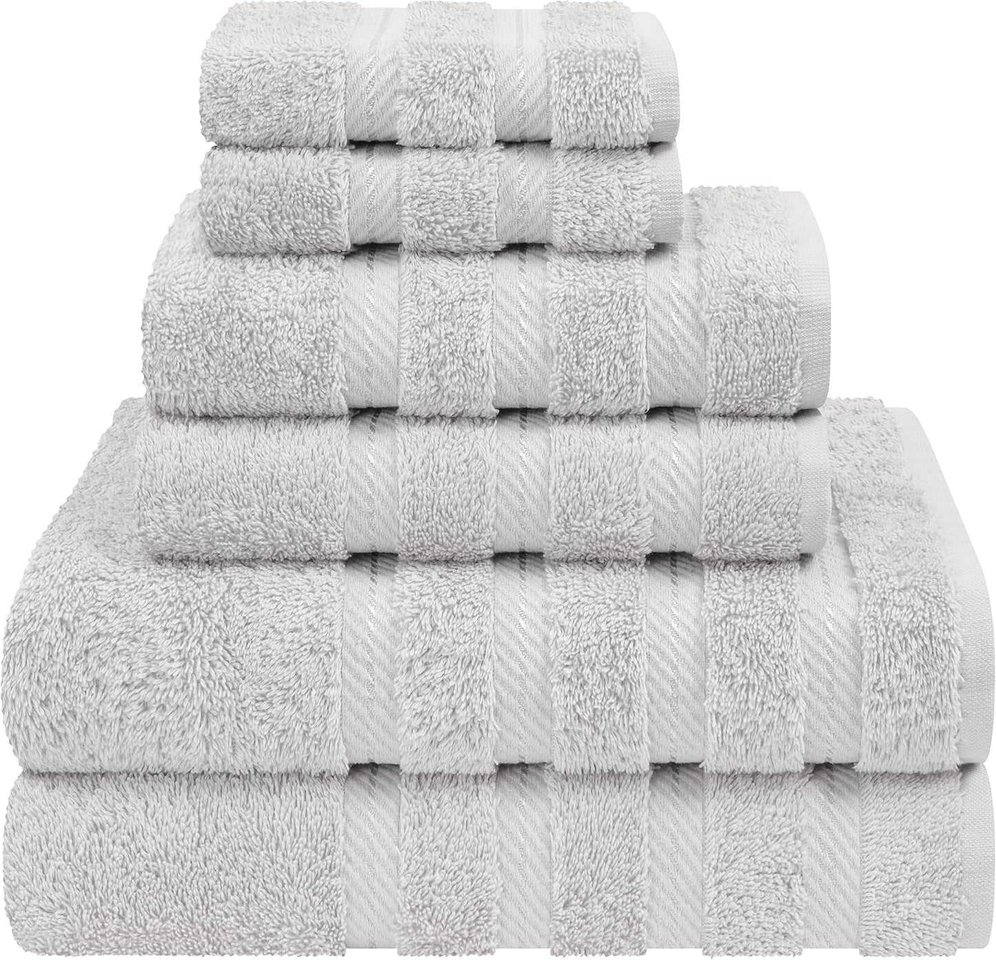 American Soft Linen Luxury 6 Piece Towel Set, 2 Bath Towels 2 Hand Towel 2 Washcloths, 600 GSM 100% Cotton Turkish Towels for Bathroom, Black Towel Sets