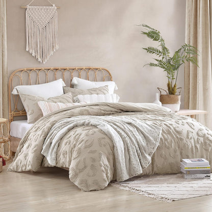 Peri Home 100% Cotton 3-Piece Comforter and Sham Set, Linen Chenille Leopard, King