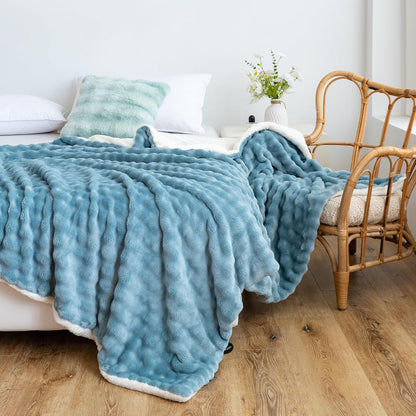 UKELER Sherpa Throw Blanket 60 × 80 inch- Cute 3D Bubble Design Soft Plush Fleece Blanket for Bed Couch Sofa Office Camping, 540 GSM, Coral Pink