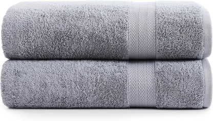 LANE LINEN 100% Cotton Bath Towels Set - 24 PCs - Durable, Quick Dry, Super Soft & Highly Absorbent - 4 Bath, 4 Fingertip, 6 Hand Towels, 8 Washcloths, 2 Bath Sheets - Perfect Family Set - Cool Grey