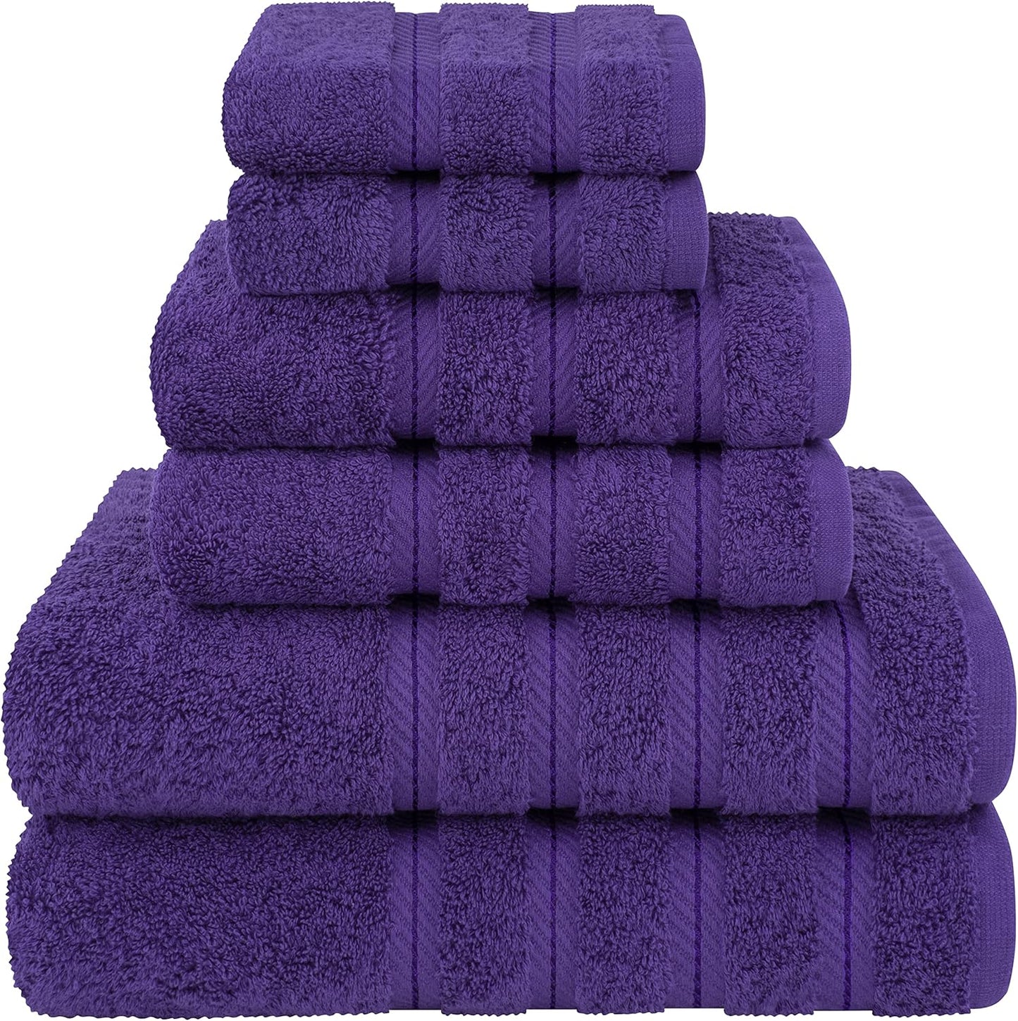 American Soft Linen Luxury 6 Piece Towel Set, 2 Bath Towels 2 Hand Towel 2 Washcloths, 600 GSM 100% Cotton Turkish Towels for Bathroom, Black Towel Sets