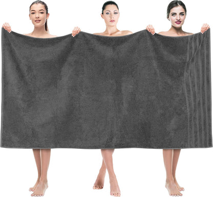 American Soft Linen Luxury 6 Piece Towel Set, 2 Bath Towels 2 Hand Towel 2 Washcloths, 600 GSM 100% Cotton Turkish Towels for Bathroom, Black Towel Sets