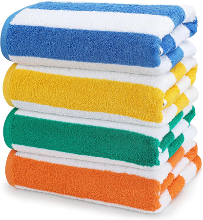 Utopia Towels 4 Pack Cabana Stripe Beach Towel, 30 by 60 Inches, Oversized 100% Ringspun Cotton Pool Towels, Highly Absorbent Bath Towels for Beach