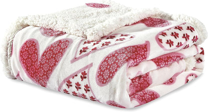 Elegant Comfort Ultra Soft Reversible Flannel Sherpa Blanket - Cozy Silky Fleece Throw for Couch, Bed - Plush Fuzzy Warm Winter Blanket for Gift, King, Coral