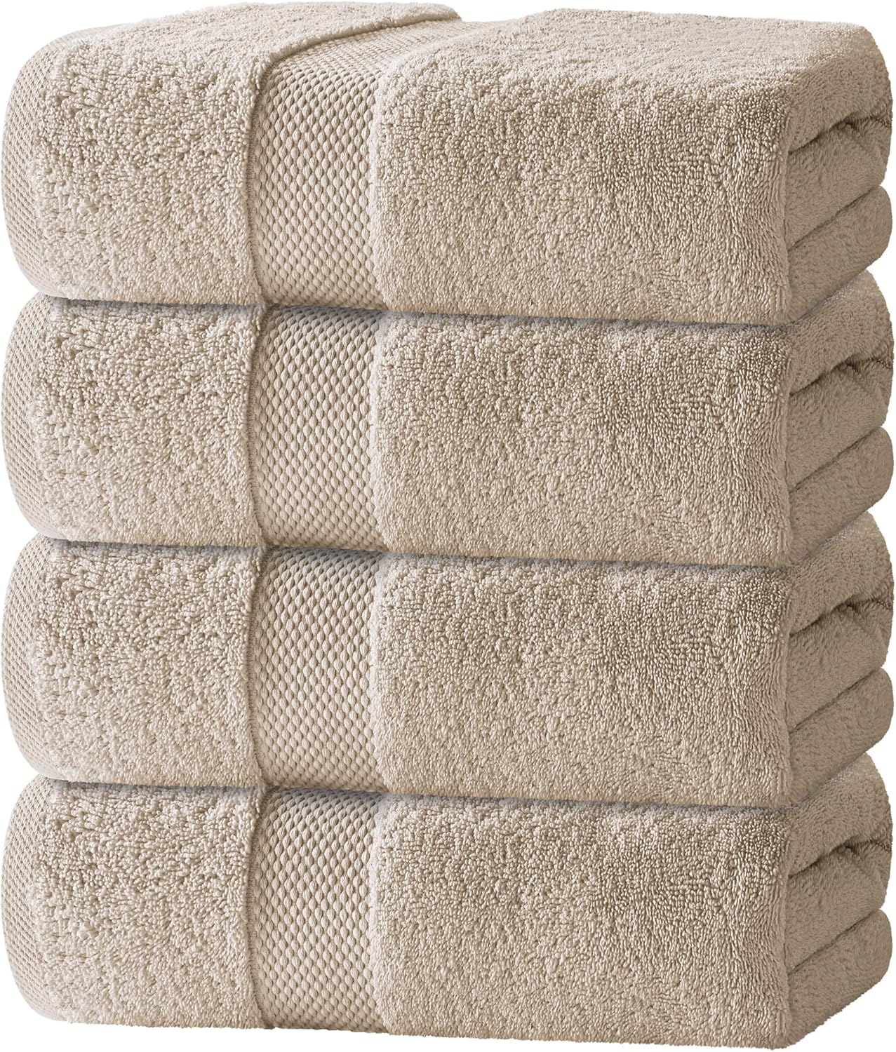 White Classic Luxury Bath Towels Set of 4 Large - 700 GSM Turkish Cotton Ultra Soft Bath Towels 27x54 | Highly Absorbent and Quick Dry | Hotel Towels for Bathroom Luxury, Plush Shower Towels, White
