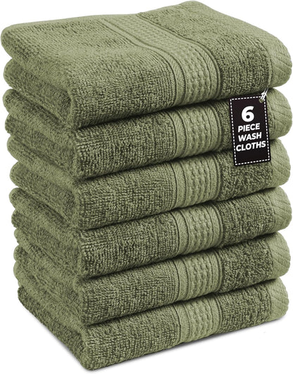 LANE LINEN 100% Cotton Bath Towels Set - 24 PCs - Durable, Quick Dry, Super Soft & Highly Absorbent - 4 Bath, 4 Fingertip, 6 Hand Towels, 8 Washcloths, 2 Bath Sheets - Perfect Family Set - Cool Grey
