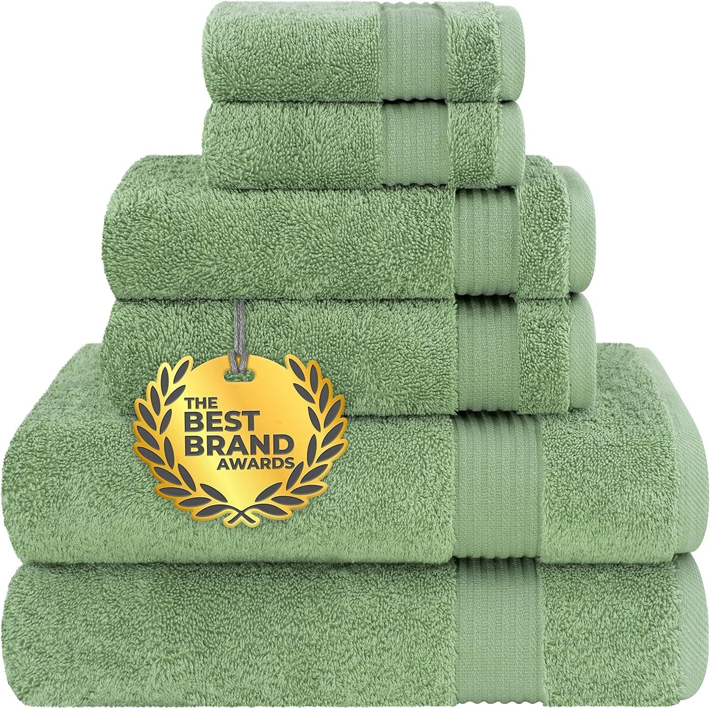 Cotton Paradise 6 Piece Towel Set, 100% Cotton Soft Absorbent Turkish Towels for Bathroom, 2 Bath Towels 2 Hand Towels 2 Washcloths, Mint Towel Set