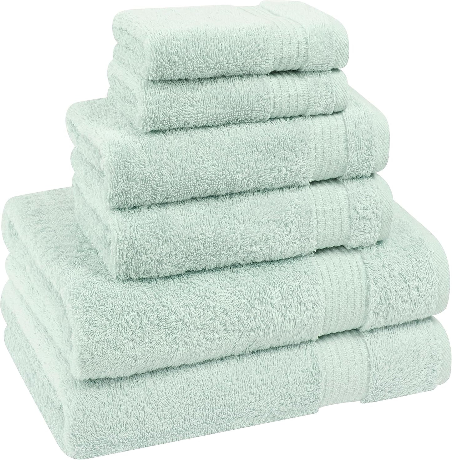 Cotton Paradise 6 Piece Towel Set, 100% Cotton Soft Absorbent Turkish Towels for Bathroom, 2 Bath Towels 2 Hand Towels 2 Washcloths, Mint Towel Set