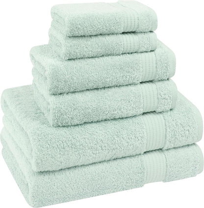 Cotton Paradise 6 Piece Towel Set, 100% Cotton Soft Absorbent Turkish Towels for Bathroom, 2 Bath Towels 2 Hand Towels 2 Washcloths, Mint Towel Set