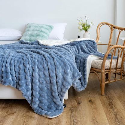 UKELER Sherpa Throw Blanket 60 × 80 inch- Cute 3D Bubble Design Soft Plush Fleece Blanket for Bed Couch Sofa Office Camping, 540 GSM, Coral Pink