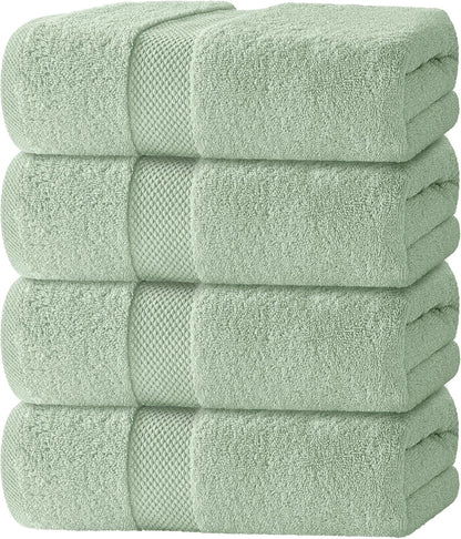 White Classic Luxury Bath Towels Set of 4 Large - 700 GSM Turkish Cotton Ultra Soft Bath Towels 27x54 | Highly Absorbent and Quick Dry | Hotel Towels for Bathroom Luxury, Plush Shower Towels, White