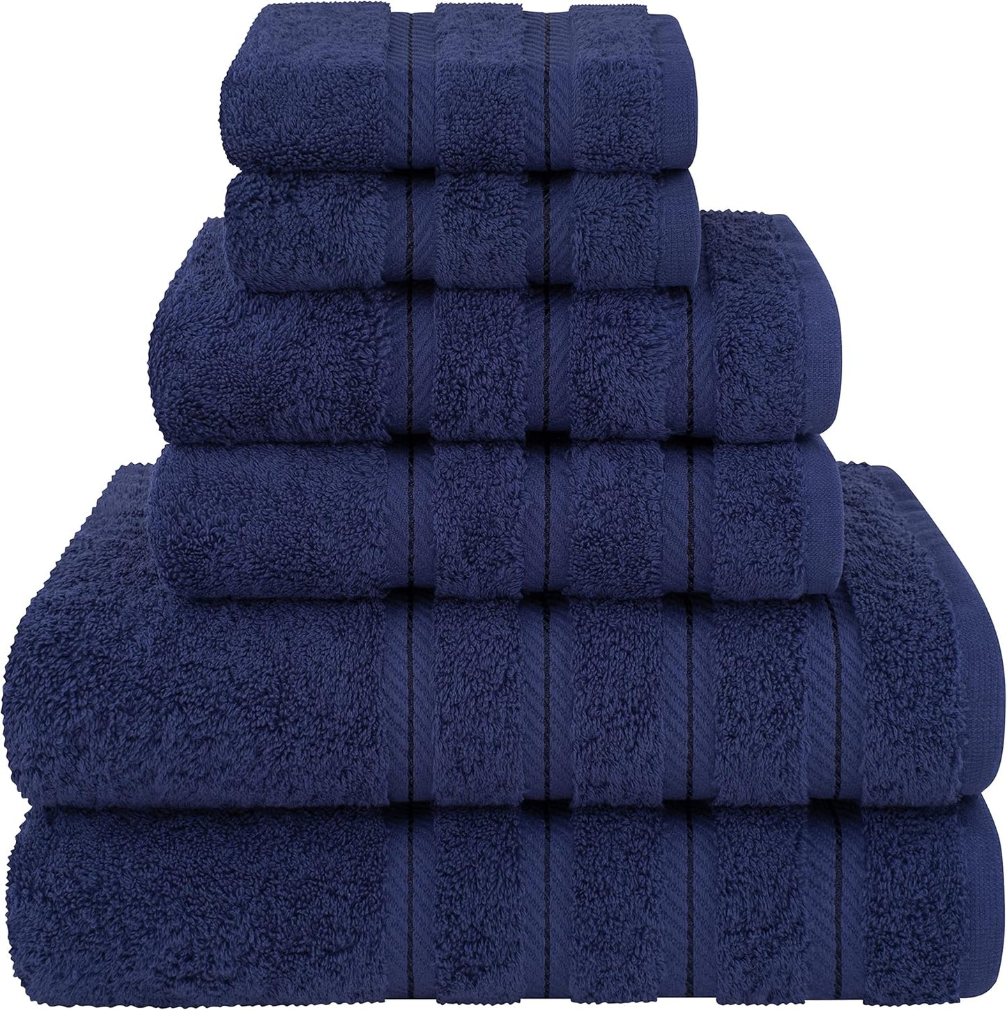 American Soft Linen Luxury 6 Piece Towel Set, 2 Bath Towels 2 Hand Towel 2 Washcloths, 600 GSM 100% Cotton Turkish Towels for Bathroom, Black Towel Sets
