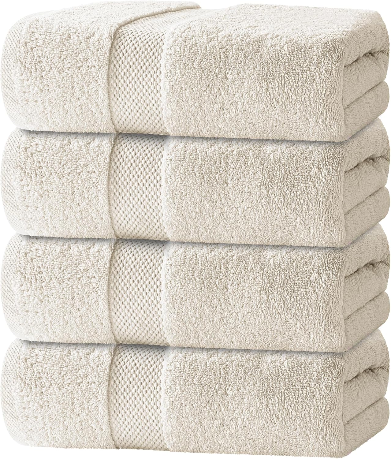White Classic Luxury Bath Towels Set of 4 Large - 700 GSM Turkish Cotton Ultra Soft Bath Towels 27x54 | Highly Absorbent and Quick Dry | Hotel Towels for Bathroom Luxury, Plush Shower Towels, White
