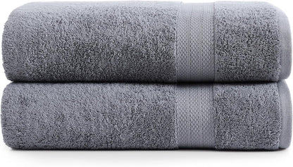 LANE LINEN 100% Cotton Bath Towels Set - 24 PCs - Durable, Quick Dry, Super Soft & Highly Absorbent - 4 Bath, 4 Fingertip, 6 Hand Towels, 8 Washcloths, 2 Bath Sheets - Perfect Family Set - Cool Grey
