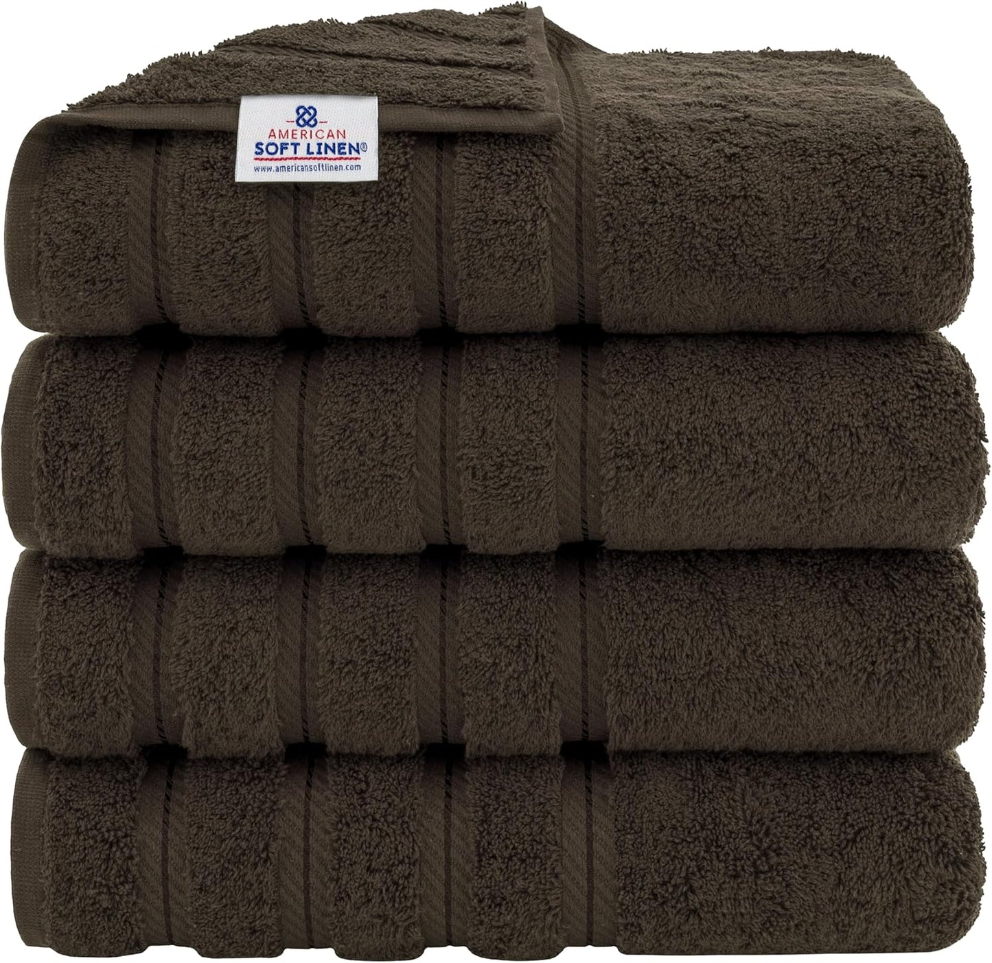 American Soft Linen Luxury 6 Piece Towel Set, 2 Bath Towels 2 Hand Towel 2 Washcloths, 600 GSM 100% Cotton Turkish Towels for Bathroom, Black Towel Sets