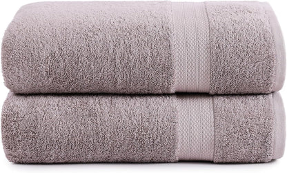 LANE LINEN 100% Cotton Bath Towels Set - 24 PCs - Durable, Quick Dry, Super Soft & Highly Absorbent - 4 Bath, 4 Fingertip, 6 Hand Towels, 8 Washcloths, 2 Bath Sheets - Perfect Family Set - Cool Grey