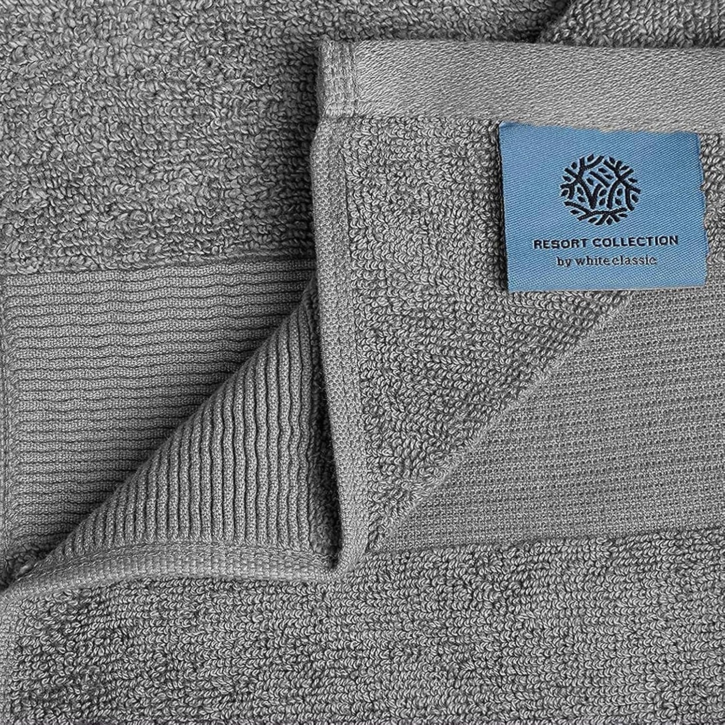 Resort Collection Soft Bath Towel Set | Luxury Hotel Plush & Absorbent Cotton | 2 Bath Towels, 2 Hand Towels and 4 Washcloths [8 Piece, Smoke Grey]