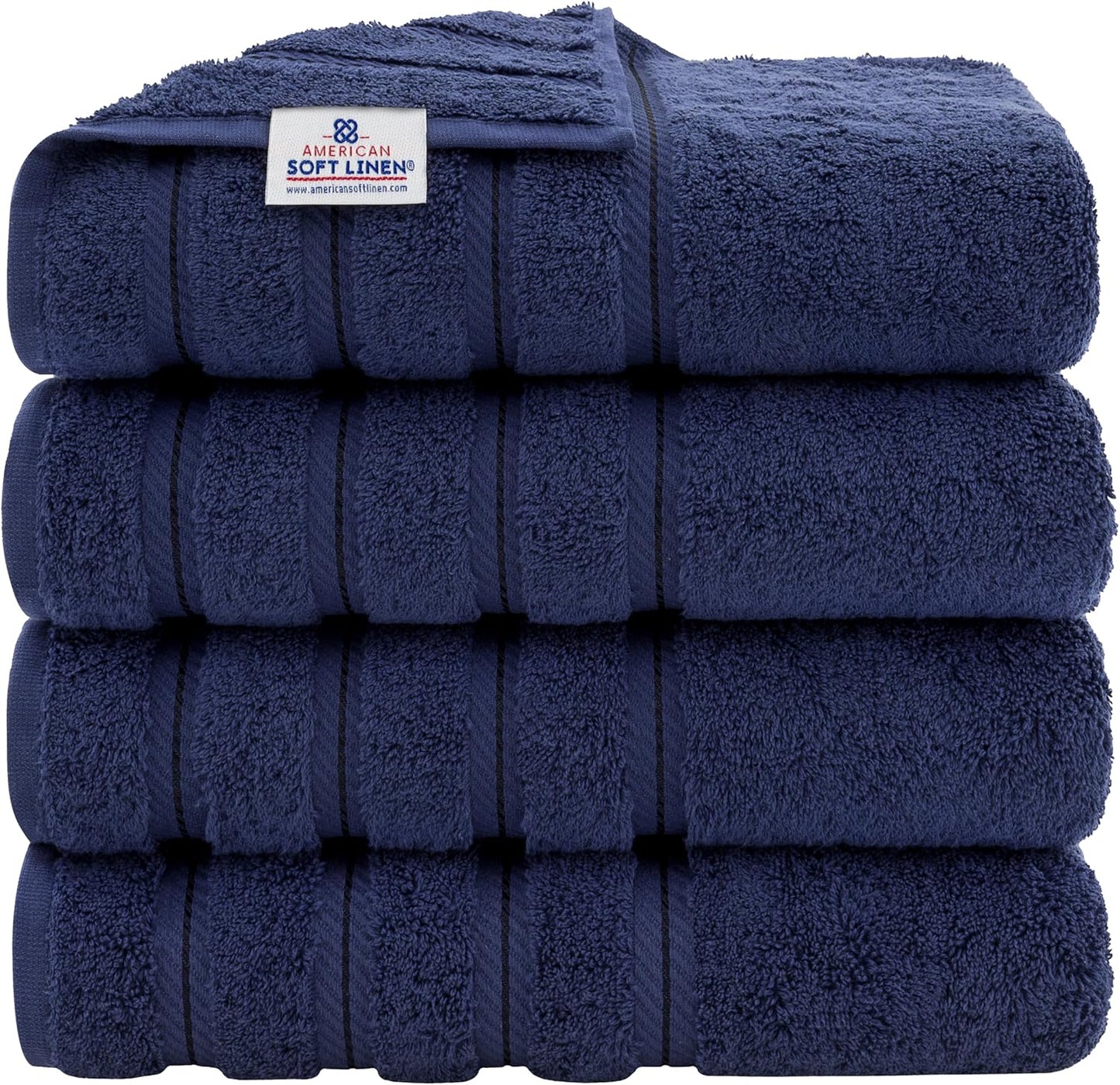 American Soft Linen Luxury 6 Piece Towel Set, 2 Bath Towels 2 Hand Towel 2 Washcloths, 600 GSM 100% Cotton Turkish Towels for Bathroom, Black Towel Sets